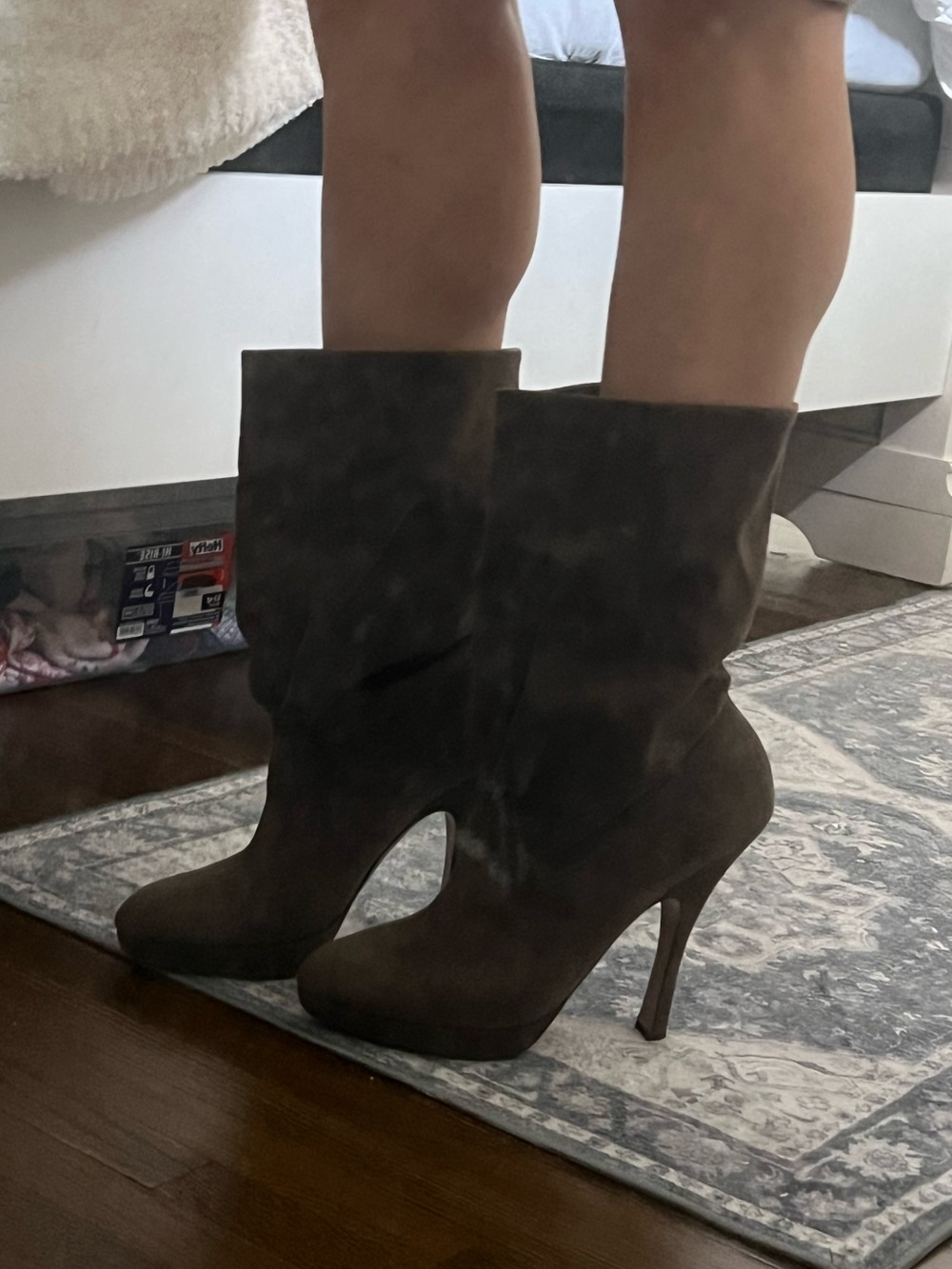 PRADA Women's Brown Suede Slouchy High-Heel Boots - size 39
